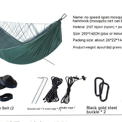 Camping Hammock (with Net) Travel Portable Hammock Parachute Nylon Hammock for Outdoor Backyard Patio