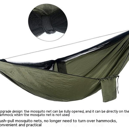 Camping Hammock (with Net) Travel Portable Hammock Parachute Nylon Hammock for Outdoor Backyard Patio