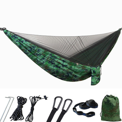 Camping Hammock (with Net) Travel Portable Hammock Parachute Nylon Hammock for Outdoor Backyard Patio