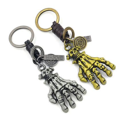 Creative Skeleton Hand Skull Keychain Decorative Keychain Personalized Skeleton Car Keychain