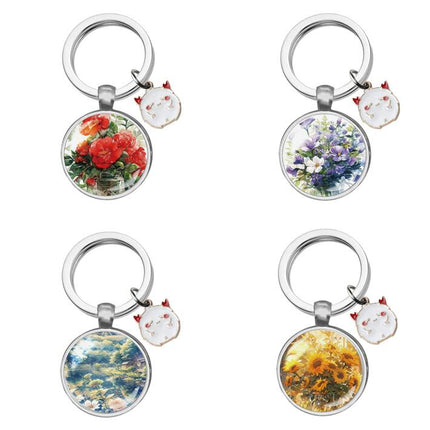 Metal Key Ring, Round Keychain, Cute Keychain Pendant for Bag Charm Decor Keyring