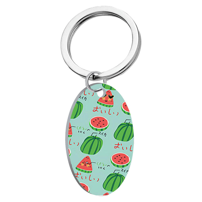 Stainless Steel Key Ring Round Keychain Flowers Keychain Pendant for Bag Charm Decor