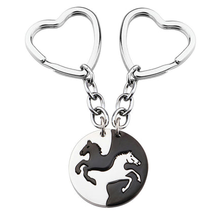 1 Pair Couple Keychain Charm Keychain Stainless Steel Key Ring Keychain for Women Men