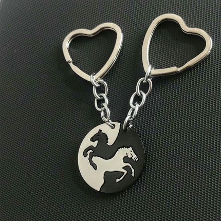 1 Pair Couple Keychain Charm Keychain Stainless Steel Key Ring Keychain for Women Men