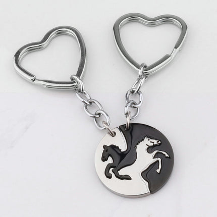 1 Pair Couple Keychain Charm Keychain Stainless Steel Key Ring Keychain for Women Men