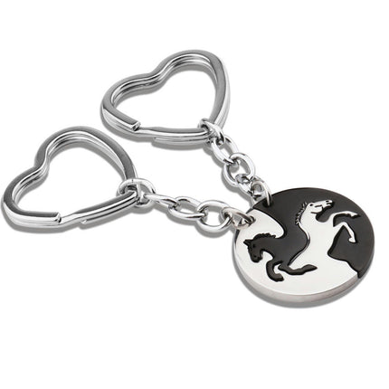 1 Pair Couple Keychain Charm Keychain Stainless Steel Key Ring Keychain for Women Men