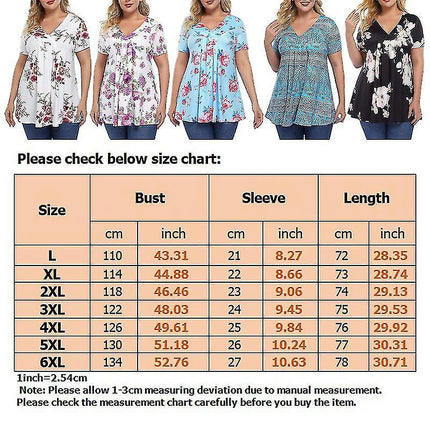 Women Summer T Shirts V Neck Tops Short Sleeve T-shirt Dailywear Blouse Plus Size