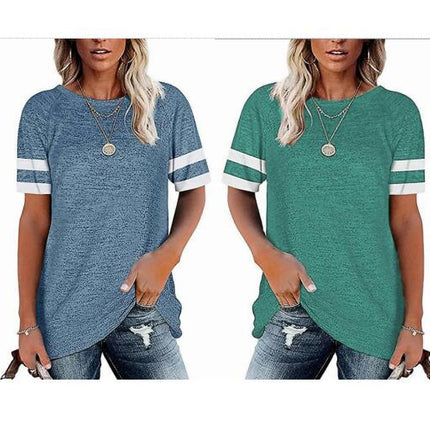 Short Sleeve Casual Tunic T-Shirts Tops For Women Summer Beach