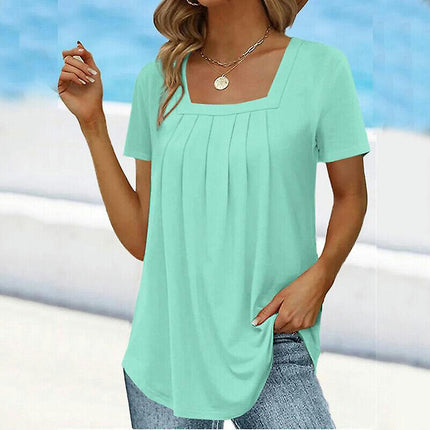 Summer Womens Short Sleeve T-shirt Tunic Swing Tops Ladies Casual Soft Plus Size