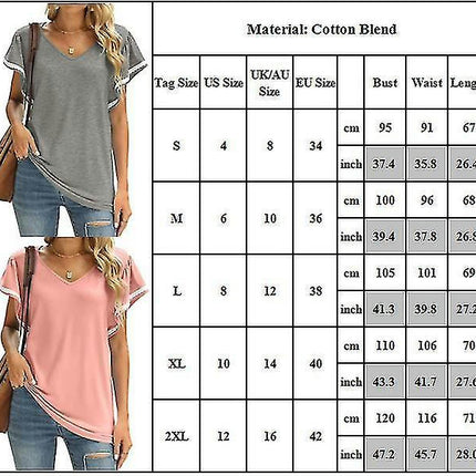 Women Short Sleeve V-neck T-shirt Summer Tunic Casual Blouse Tops