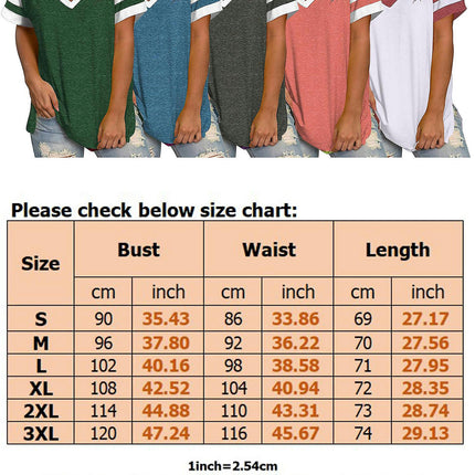 Womens Summer Baggy Tops V Neck Short Sleeve Tunic T-Shirts