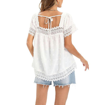 Women Short Sleeve T Shirt Casual Summer Tunic Blouse Solid Color T-shirt