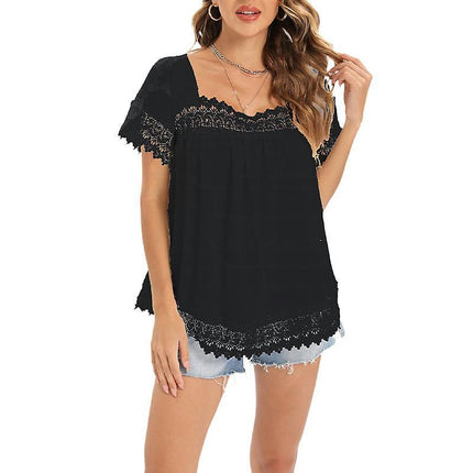 Women Short Sleeve T Shirt Casual Summer Tunic Blouse Solid Color T-shirt