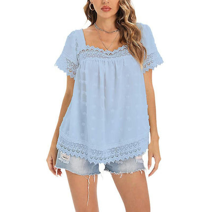 Women Short Sleeve T Shirt Casual Summer Tunic Blouse Solid Color T-shirt