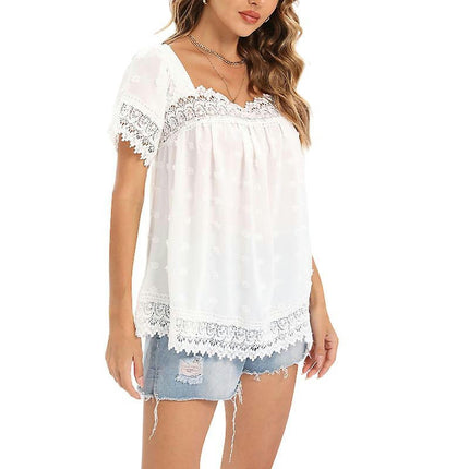 Women Short Sleeve T Shirt Casual Summer Tunic Blouse Solid Color T-shirt