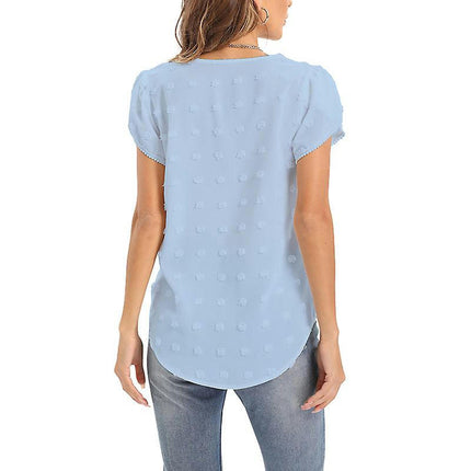 Women Short Sleeve T Shirt Casual Summer Tunic Blouse Solid Color T-shirt