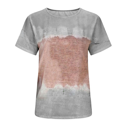 Lady Tie Dye Short Sleeve Crew Neck T Shirts Summer Top