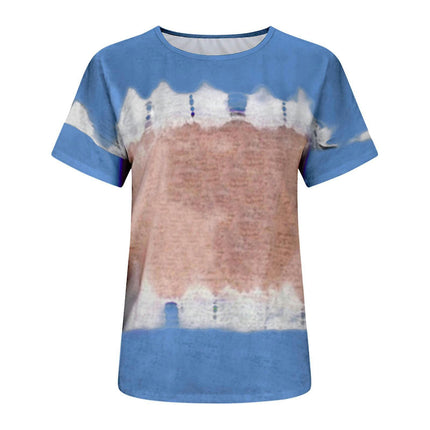 Lady Tie Dye Short Sleeve Crew Neck T Shirts Summer Top