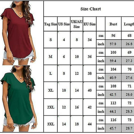 Lady Short Sleeve V Neck T-shirt Blouse Summer Casual Top