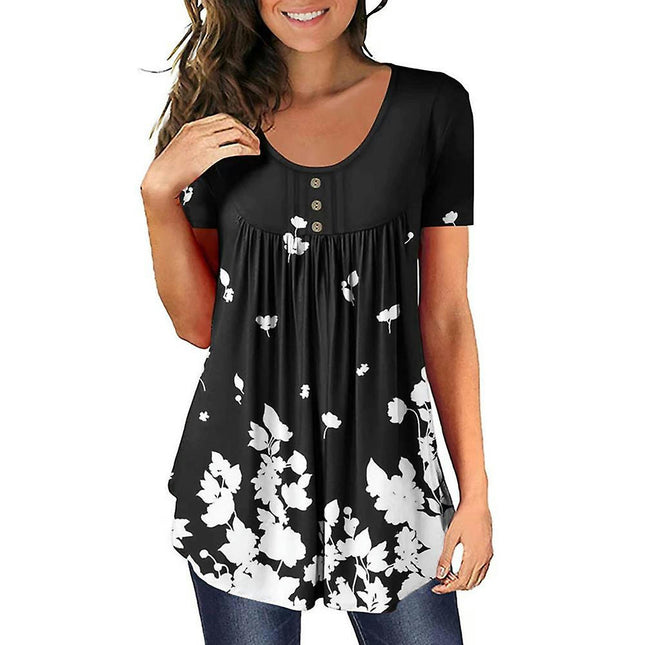 Plus Size Lady Short Sleeve T-shirt Summer Casual Loose Tunic Tops