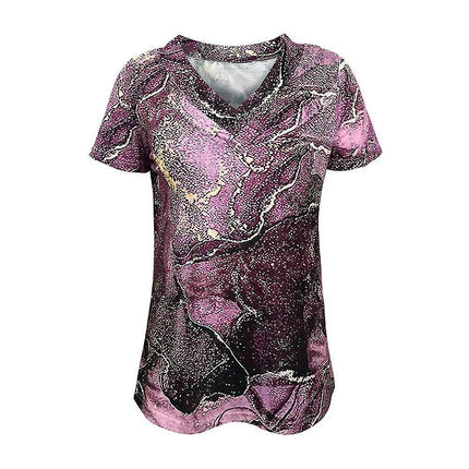 Lady V Neck Short Sleeve T Shirt Printed Summer Top