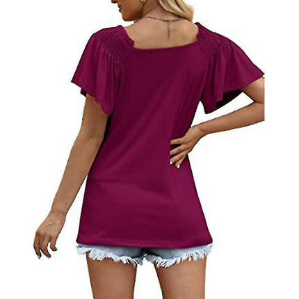 Ladies V Neck T Shirt Summer Tops Off Shoulder T-shirt Short Sleeve Tunic Blouse Model A