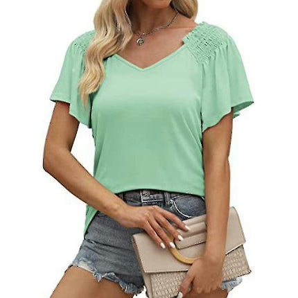 Ladies V Neck T Shirt Summer Tops Off Shoulder T-shirt Short Sleeve Tunic Blouse Model A