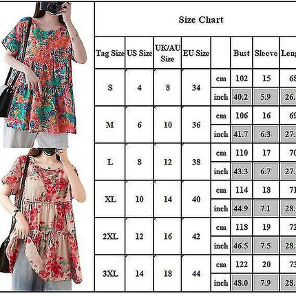 Ladies Printed Short Sleeve T-shirt Summer Casual Loose Tops