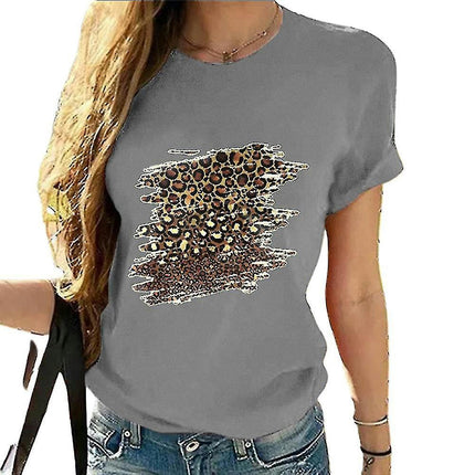 Lady Crew Neck Print T Shirt Summer Short Sleeve Top