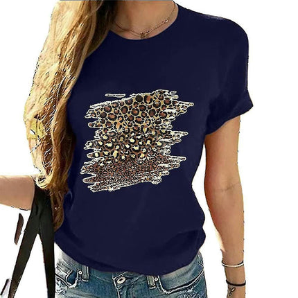 Lady Crew Neck Print T Shirt Summer Short Sleeve Top