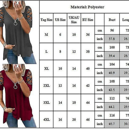 Ladies Plain Hollow Short Sleeve T-shirt Summer Tops