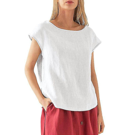 Ladies Crew Neck T-shirt Summer Tops Short Sleeve T Shirt Soft Pullover Solid Color Tee