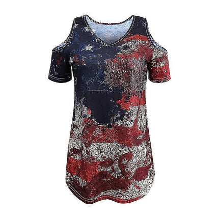 Lady Cold Shoulder Short Sleeve Summer Tops T-shirts