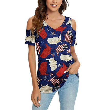 Lady Cold Shoulder Short Sleeve Summer Tops T-shirts