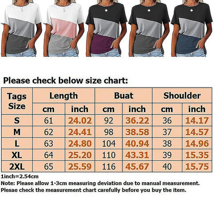 Women Fashion Color Matching Tunic Ladies Summer Comfy Short Sleeve T-shirt