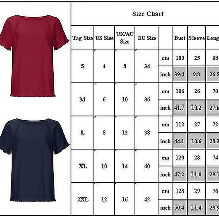 Ladies Tops Summer Short Sleeve Crew Neck T-shirts Soft Loose Hem Top