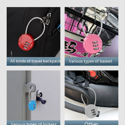 Luggage Locks, Travel Cable Lock Retractable Cable Lock, Security Password Lock Steel Cable