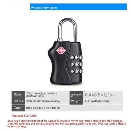 Customs Lock TSA Luggage Locks, Combination Accepted Cable Luggage Lock for Travel Bag Suitcase