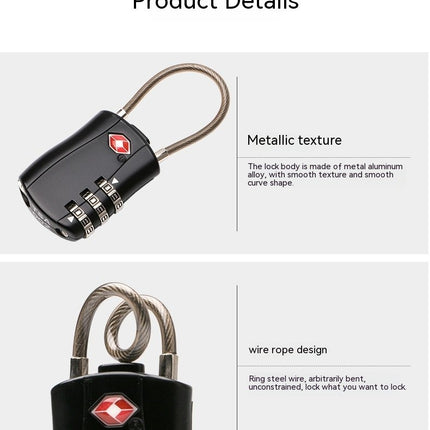 TSA Customs Combination Lock Travel Alloy Suitcase Padlock TSA Luggage Locks for Travel Bag, Suitcase