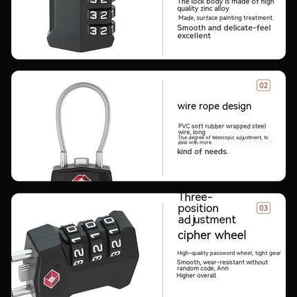 TSA Customs Lock Luggage Locks Travel Customs Lock Bag Password Padlock for Travel Suitcases