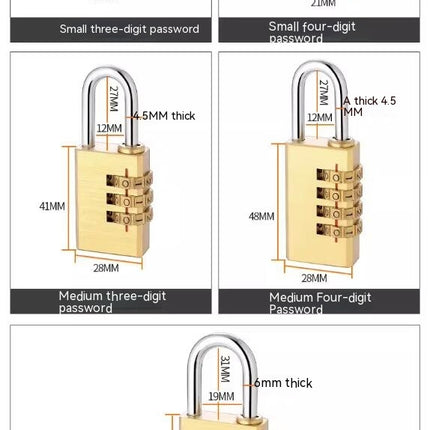 Mini Luggage Password Lock Customs Luggage Locker Small Password Runner Padlock Brass Code Locks