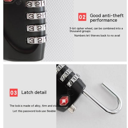 Security Padlock Luggage Lock Combination Padlocks Luggage Locks Code Lock for Travel Suitcases