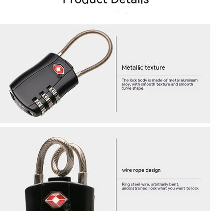 TSA Customs Lock Backpack Suitcase Wire Lock Luggage Locks, Combination Locks for Luggage