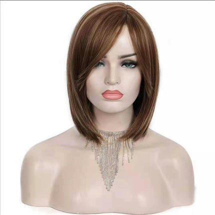 Short Hair Wigs For Women Synthetic Short Bob Wig with Fringe Natural Wigs with Wig Cap