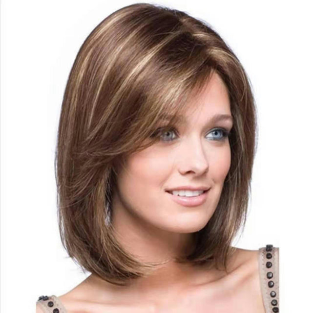 Short Hair Wigs For Women Synthetic Short Bob Wig with Fringe Natural Wigs with Wig Cap