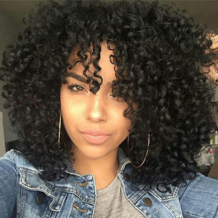 Wig Short Hair Ladies Black Short Curly Hair African Curly Hair Human Hair Wigs for Women