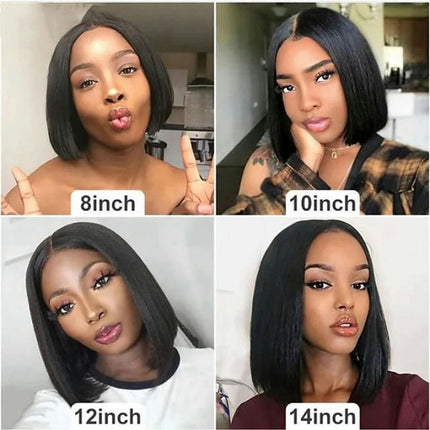 Human Hair Bob wig human hair wig lace wig short straight hair Natural Color Wigs for Women