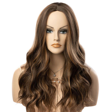 Long Wavy Wigs for Women Brown Hair Heat Resistant Synthetic Wigs for Daily Parties and Role Playing