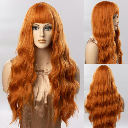 Long Wavy Wigs for Women, Long Synthetic Hair Wig with Small Lace, Cosplay Wig