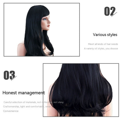 Charming Wig Long Wigs for Women Bangs Parting Natural Heat Resistant Synthetic Wigs for Women